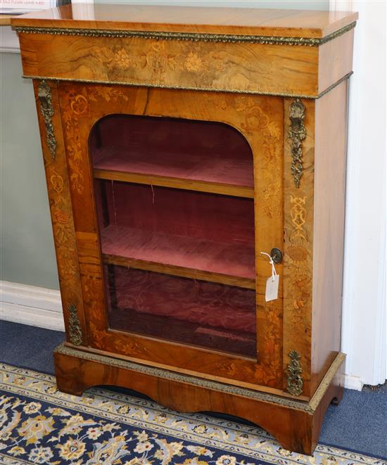 A Victorian inlaid walnut pier cabinet W.82cm